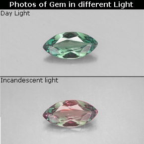 Alexandrite multicolore naturelle marquise, 0,26 ct, VS