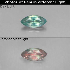 Alexandrite Vert rouge naturelle Marquise, 0.17 ct, VS