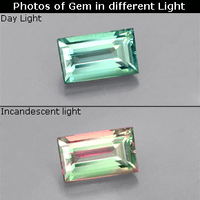 Alexandrite multicolore naturelle baguette, 0,37 ct, VVS-VS