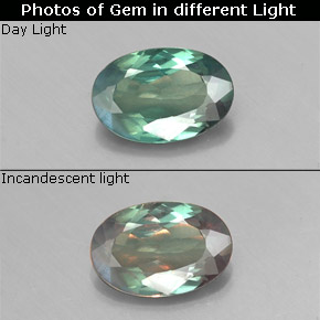 Alexandrite multicolore naturelle coupe ovale, 0,42 ct, VS