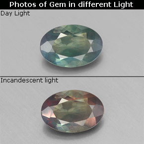 Alexandrite multicolore naturelle coupe ovale, 0,43 ct, VS
