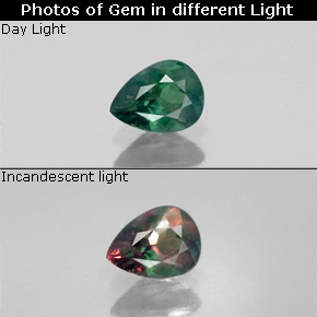 Alexandrite multicolore naturelle en forme de poire, 0,33 ct, VS