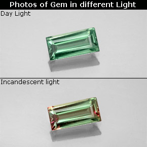 Alexandrite multicolore naturelle baguette, 0,56 ct, VS