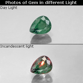 Alexandrite multicolore naturelle en forme de poire, 0,50 ct, VS