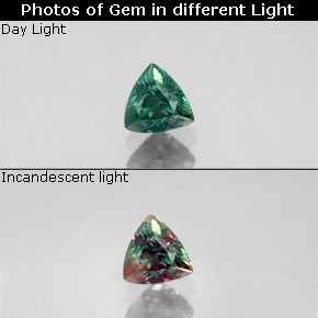 Alexandrite multicolore naturelle trillion, 0,32 ct, VS-SI
