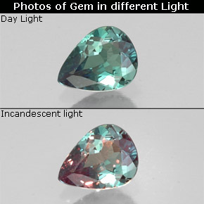 Alexandrite multicolore naturelle en forme de poire, 0,28 ct, VVS-VS