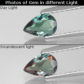 Alexandrite multicolore naturelle en forme de poire, 0,35 ct, VS