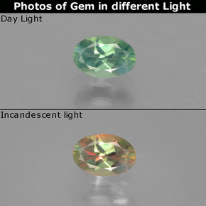 Alexandrite multicolore naturelle coupe ovale, 0,49 ct, VS