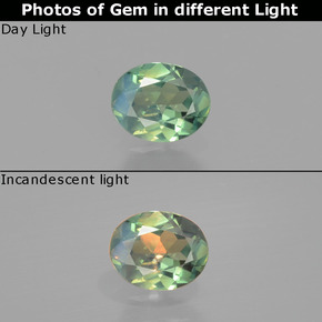 Alexandrite multicolore naturelle coupe ovale, 0,36 ct, VS