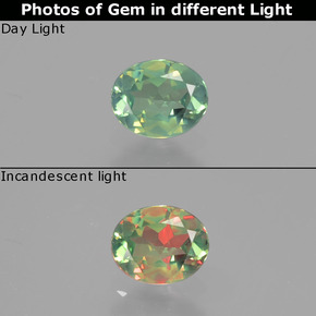 Alexandrite multicolore naturelle coupe ovale, 0,41 ct, VS