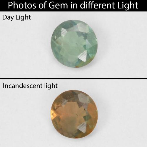 Alexandrite vert naturelle coupe roude, 0,07 ct, VVS-VS