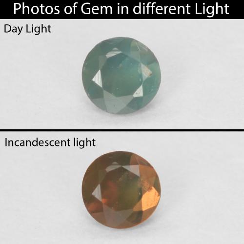 Alexandrite vert naturelle coupe roude, 0,09 ct, VVS-VS