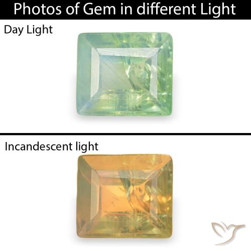 0.15ct Naturel Vert jaune très clair Alexandrite, Baquette, SI