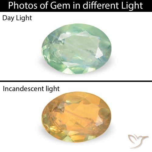0.07ct Naturel Vert jaune très clair Alexandrite, ovale, VS-SI