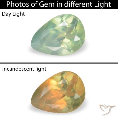 0.13ct Naturel Vert jaunâtre Alexandrite, En forme de poire, VS