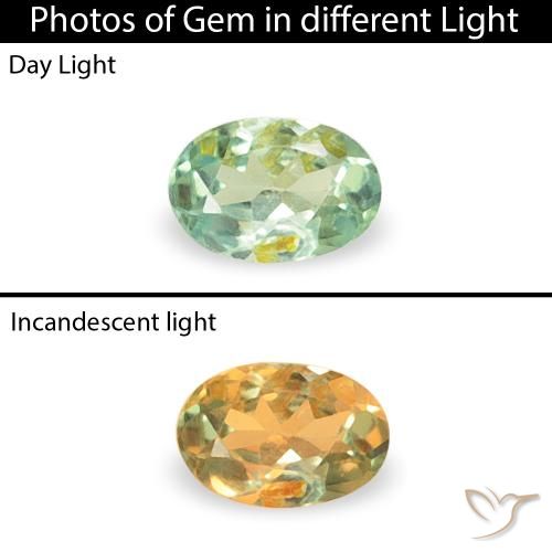 0.05ct Naturel Vert jaune léger Alexandrite, ovale, VS