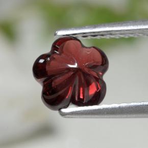 Grenat almandin rouge naturelle taille fleur, 1,73 ct, translucide