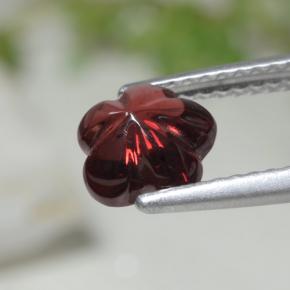Grenat almandin rouge naturelle taille fleur, 1,73 ct, translucide