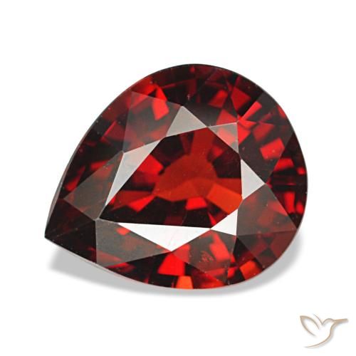 Grenat almandin rouge naturelle en forme de poire, 2,59 ct, VS