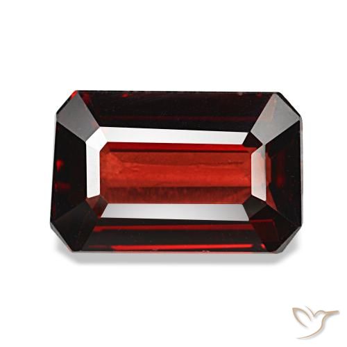 Grenat almandin rouge naturelle taille émeraude, 3,08 ct, VVS-VS