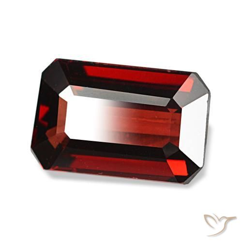Grenat almandin rouge naturelle taille émeraude, 3,08 ct, VVS-VS