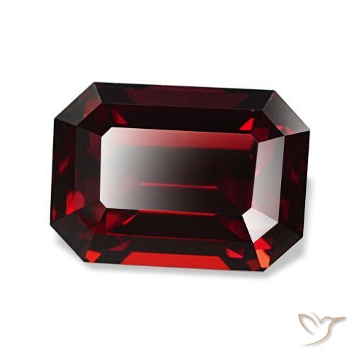 Grenat almandin rouge naturelle taille émeraude, 3,49 ct, VVS