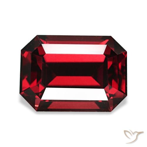 Grenat almandin rouge naturelle taille émeraude, 3,40 ct, VVS