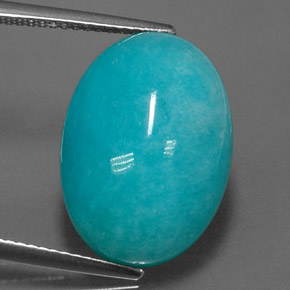 Amazonite bleu-vert naturelle coupe ovale, 11,47 ct, opaque