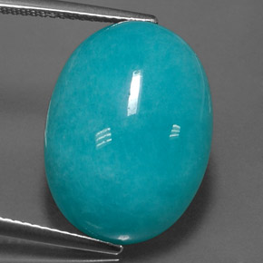 Amazonite bleu vert naturelle coupe ovale, 15,91 ct, opaque