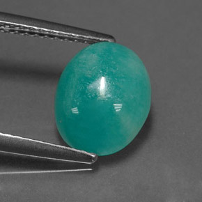 Amazonite vert bleu naturelle coupe ovale, 2,58 ct, opaque