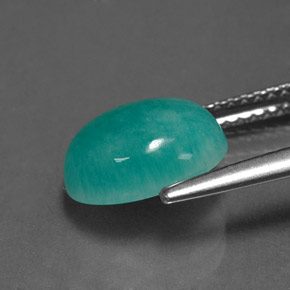 Amazonite vert bleu naturelle coupe ovale, 2,58 ct, opaque