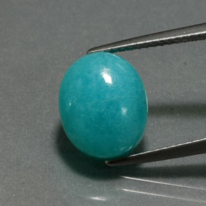 Amazonite Bleu vert naturelle Coupe ovale, 5.24 ct, Opaque