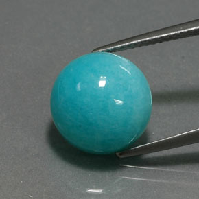 Amazonite bleu-vert naturelle coupe roude, 6,54 ct, opaque