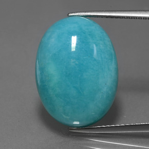 Amazonite bleu-vert naturelle coupe ovale, 15,48 ct, opaque