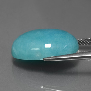Amazonite bleu-vert naturelle coupe ovale, 15,48 ct, opaque