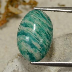 Amazonite Bleu vert naturelle Coupe ovale, 4.36 ct, Opaque