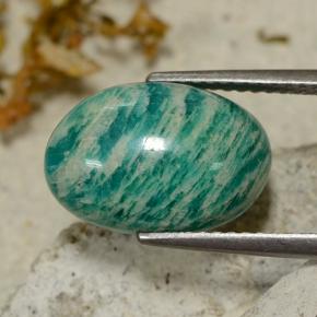 Amazonite Bleu vert naturelle Coupe ovale, 4.36 ct, Opaque