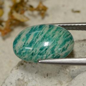Amazonite Bleu vert naturelle Coupe ovale, 4.36 ct, Opaque
