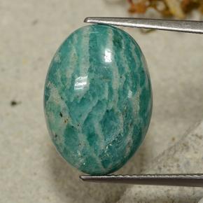 Amazonite bleu-vert naturelle coupe ovale, 9,92 ct, opaque