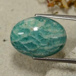 Amazonite bleu-vert naturelle coupe ovale, 9,92 ct, opaque