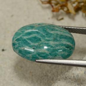 Amazonite bleu-vert naturelle coupe ovale, 9,92 ct, opaque