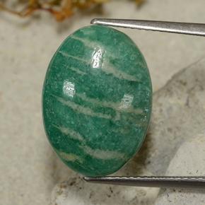 Amazonite bleu-vert naturelle coupe ovale, 8,28 ct, opaque