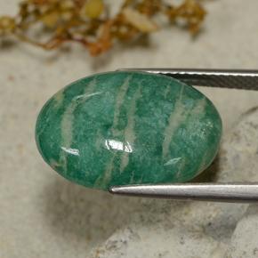 Amazonite bleu-vert naturelle coupe ovale, 8,28 ct, opaque
