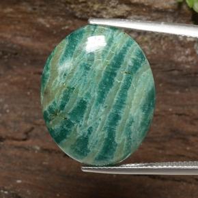 Amazonite bleu vert naturelle coupe ovale, 22,84 ct, opaque