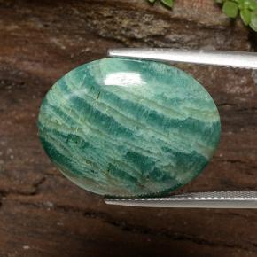 Amazonite bleu vert naturelle coupe ovale, 22,84 ct, opaque