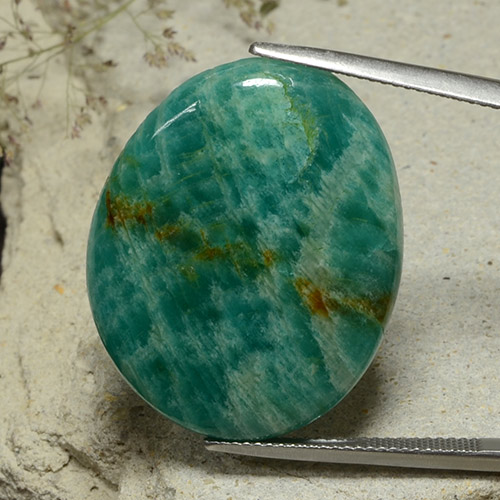 Amazonite vert pin naturelle coupe ovale, 24,50 ct, opaque