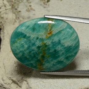 Amazonite vert pin naturelle coupe ovale, 24,50 ct, opaque