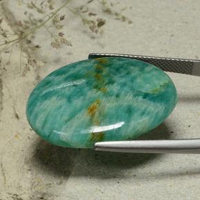 Amazonite vert pin naturelle coupe ovale, 24,50 ct, opaque