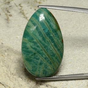 Amazonite vert foncé naturelle en forme de poire, 23,92 ct, opaque