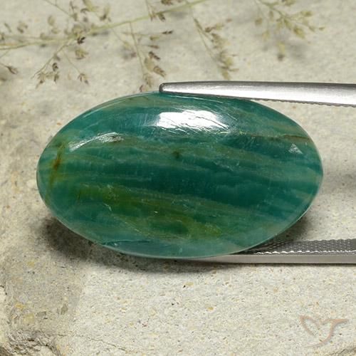 Amazonite Vert bleu naturelle ovale, 25.86 ct, Translucide